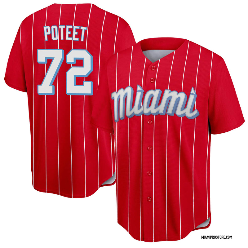 Cody Poteet Youth Miami Marlins 2021 City Connect Jersey Red Replica
